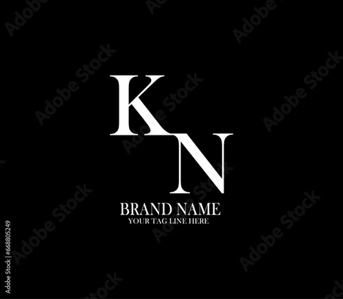 KN letter logo. Alphabet letters Initials Monogram logo. background with black
