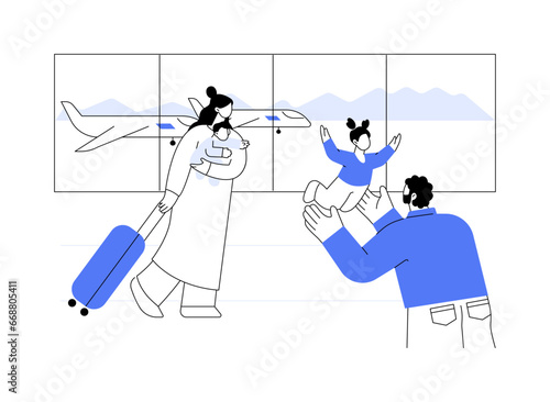 Family reunification abstract concept vector illustration.