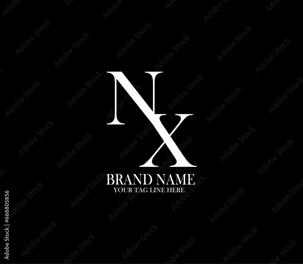 NX letter logo. Alphabet letters Initials Monogram logo. background with black NX letter logo. Alphabet letters Initials Monogram logo. background with black