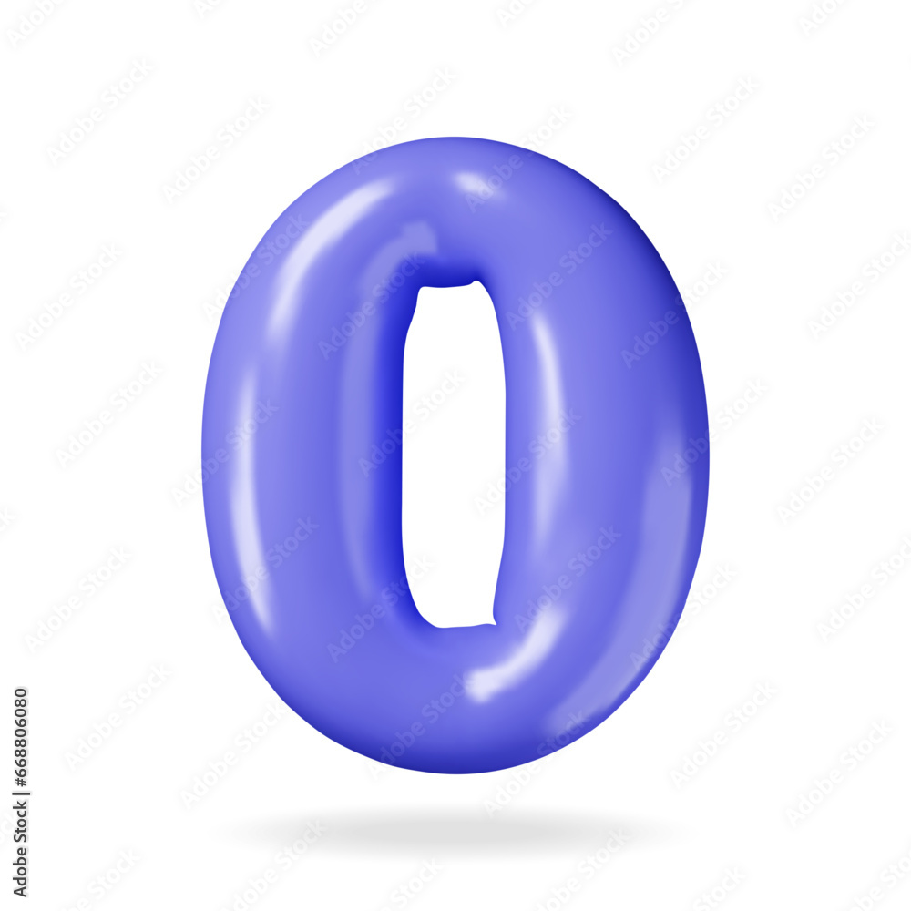 3D Number Zero in Balloon Style Isolated. Render 0 Number Sign in Blue Color Realistic. Null Number Symbol. Cartoon Vector Illustration 3D Number Zero in Balloon Style Isolated. Render 0 Number Sign in Blue Color Realistic. Null Number Symbol. Cartoon Vector Illustration