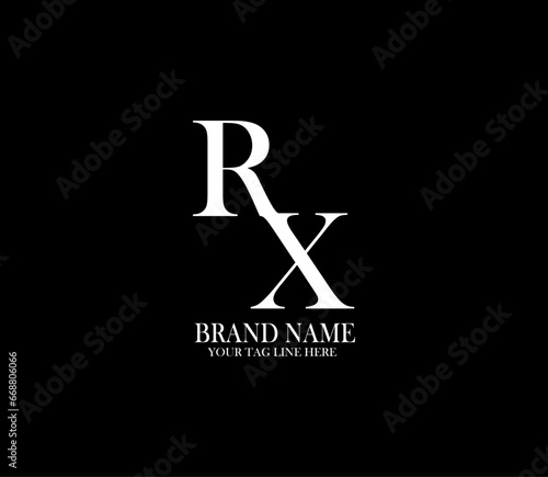 RX letter logo. Alphabet letters Initials Monogram logo. background with black