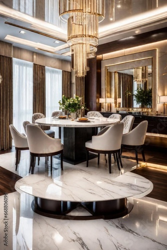 Luxurious Dining Area with Modern White Marble Haven.