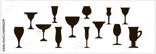Wine glass toast icon isolated. Stencil Hand drawn Vector stock illustration EPS 10