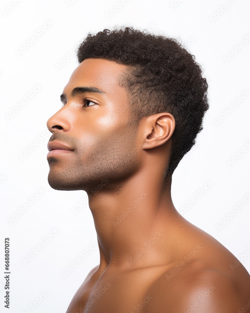 Portrait black man with flawless and glowing melanin skin isolated on ...