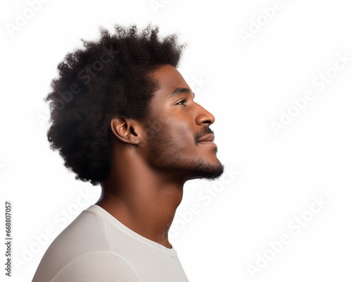 side portrait of african american man staring