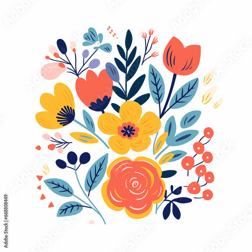 simplified flat vector art image of flower bouquet on white background