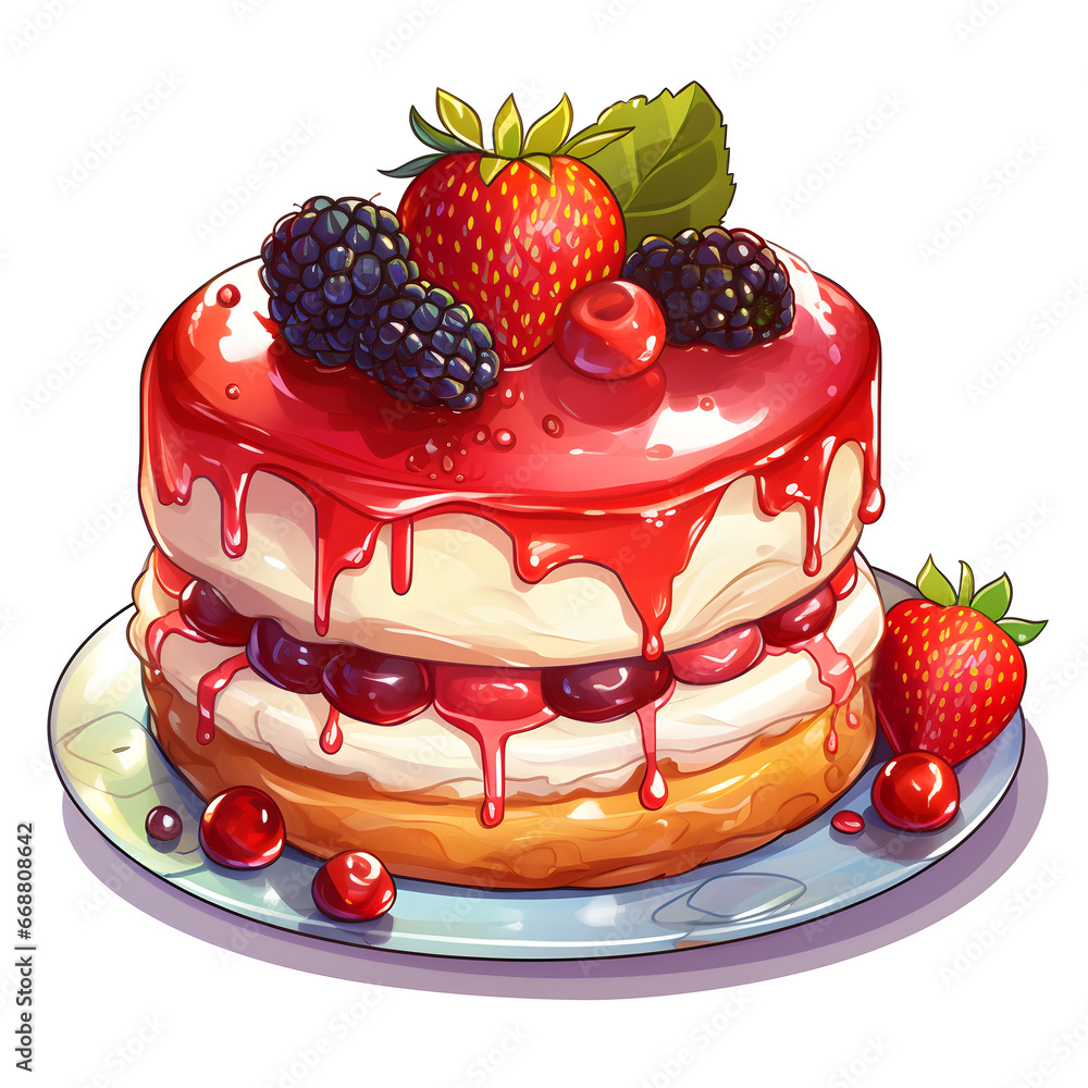 Cake, Sweet desserts, watercolor illustration Cake, Sweet desserts, watercolor illustration