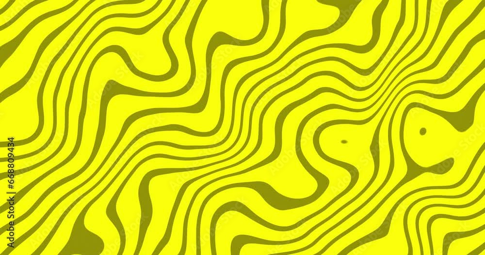 Seamless looped Abstract animated wavy line motion graphic background. Abstract moving topographic map lines. Moving wavy line striped pattern yellow color background. Seamless looped Abstract animated wavy line motion graphic background. Abstract moving topographic map lines. Moving wavy line striped pattern yellow color background.