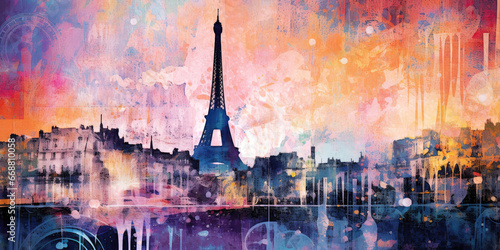 Paris evening in semi-abstract, rich texture