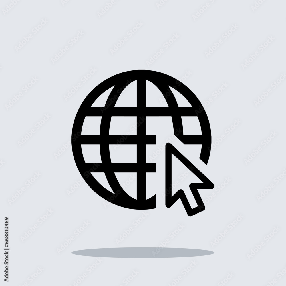 Internet icon vector. Website sign symbol vector. Go to web vector icon illustration isolated on gray background