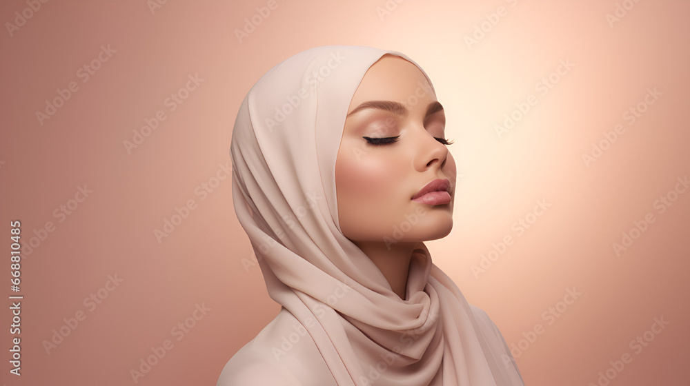 muslim woman with scarf abaya with copy space, iwd, international women's day, diversity, inclusion muslim woman with scarf abaya with copy space, iwd, international women's day, diversity, inclusion