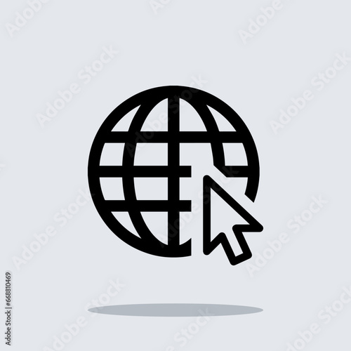 Internet icon vector. Website sign symbol vector. Go to web vector icon illustration isolated on gray background