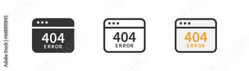 Error 404 window icon, connection lost symbol, outline flat and colored vector illustration, EPS 10.