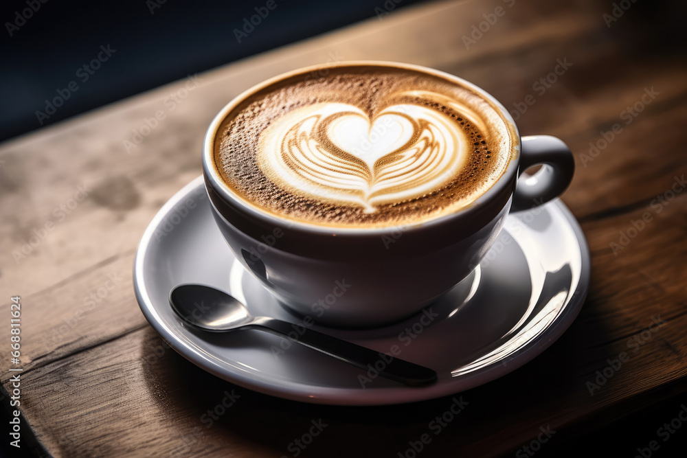 Coffee Cup With Heartshaped Art Love In Latte Coffee Cup With Heartshaped Art Love In Latte