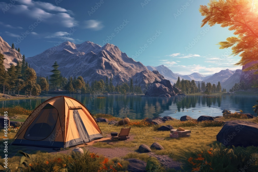 Aigenerated Camping Photo Showcasing Natural Landscape And Protected Areas