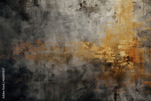 Abstract Grunge Background In Black And Gold Tones