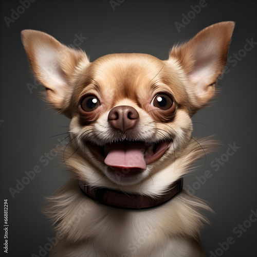 Close-Up of Playful Chihuahua Dog with Tongue Out: Perfect for Pet Portraits or Concept of Joy and Liveliness in Animal Photography © Jose