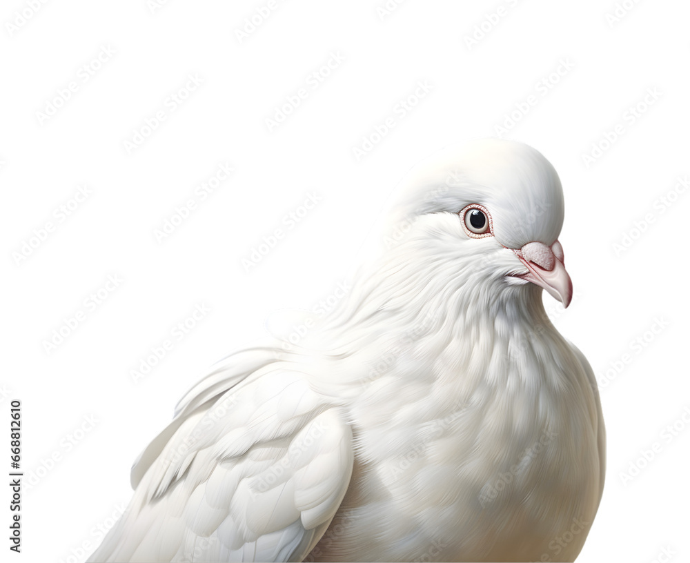 Close-up photo of a white dove isolated on a transparent background. Generative AI Close-up photo of a white dove isolated on a transparent background. Generative AI