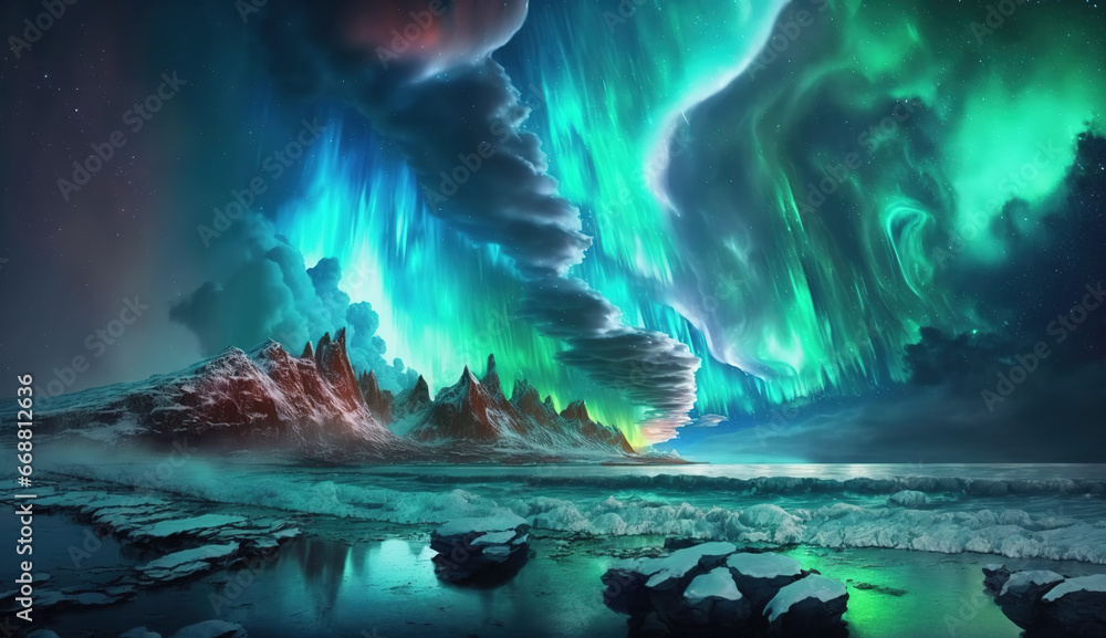 Wild storms and aurora borealis on an alien planet