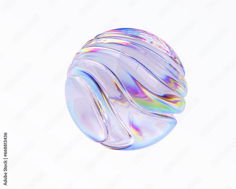 Obraz premium Futuristic 3d rendering abstract metaball, blue gradient spherical glass orb, modern graphic design element