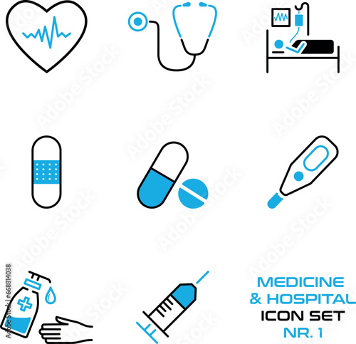 Krankenhaus, Medizin, Gesundheit - Icon, Symbol, Set