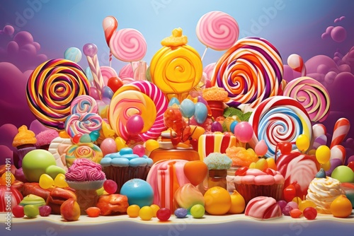 Colorful Candyland Illustration Filled With Sweet Treats