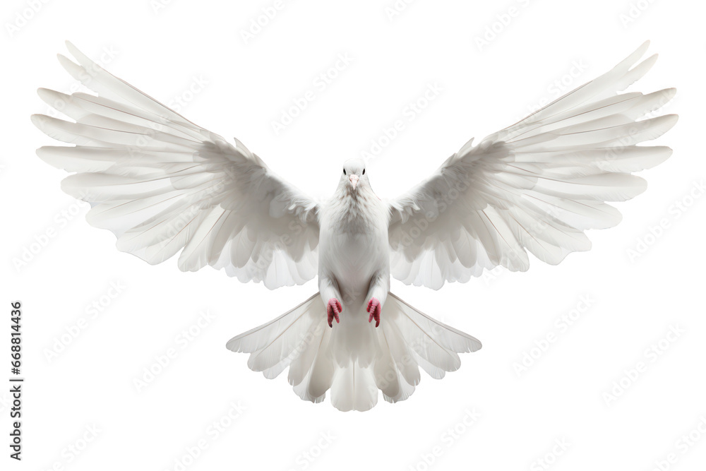 White flying dove on transparent background. - obrazy, fototapety, plakaty 