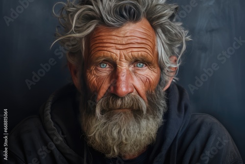 Elderly Man With Beard And Mustache In Rural Setting