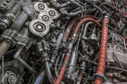 Detail of a historic Concorde jet engine.