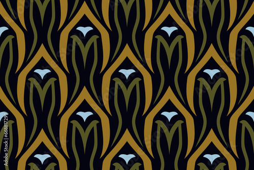 Seamless floral pattern abstract geometric ornament. Vector illustration ornamental design.