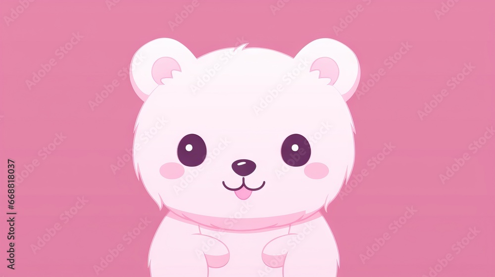 a white bear with a pink background and a pink background.  generative ai