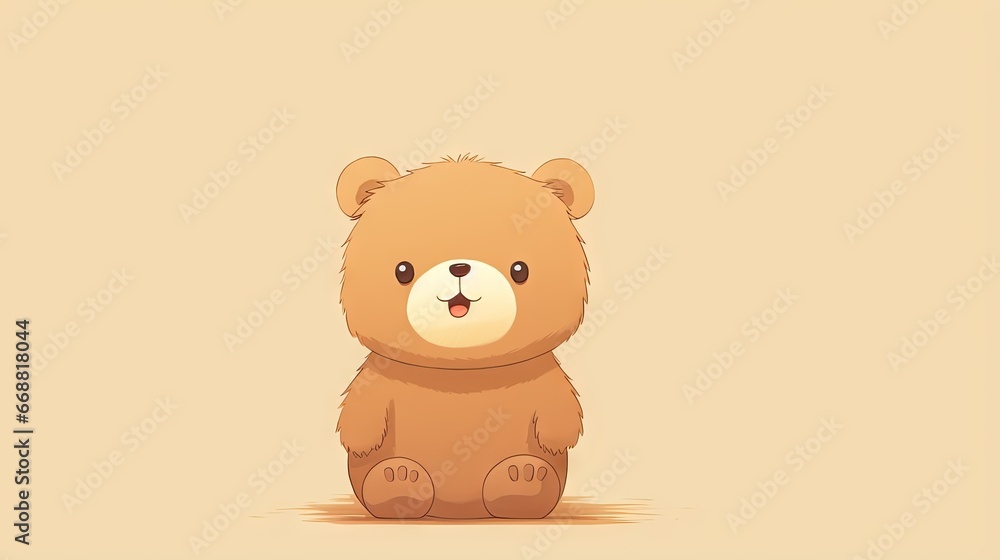 a brown teddy bear sitting on top of a beige floor. generative ai a brown teddy bear sitting on top of a beige floor. generative ai