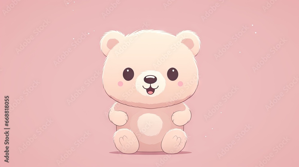 a cute little white teddy bear sitting on a pink background. generative ai a cute little white teddy bear sitting on a pink background. generative ai