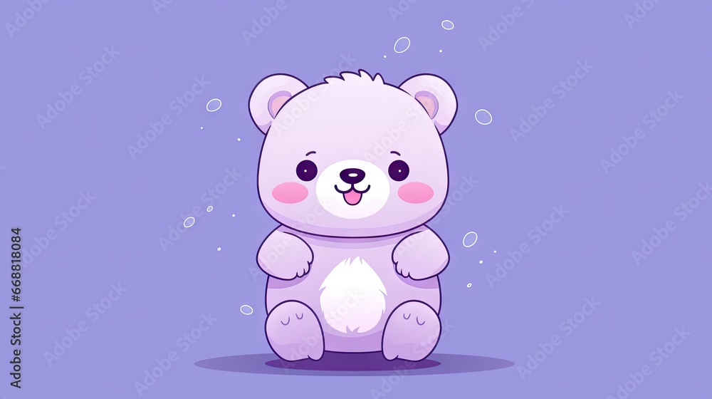 a cute little white bear sitting on a purple background with bubbles. generative ai a cute little white bear sitting on a purple background with bubbles. generative ai