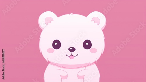  a white bear with a pink background and a pink background. generative ai