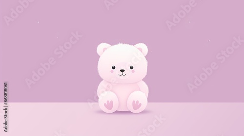 a white teddy bear sitting on top of a pink floor.  generative ai