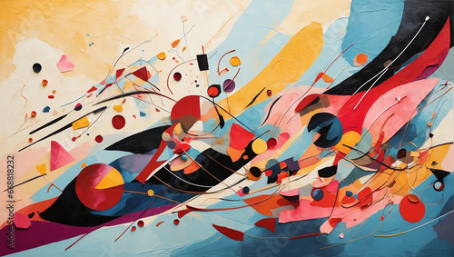 An abstract digital piece inspired by Wassily Kandinsky's exploration of color and form. photo
