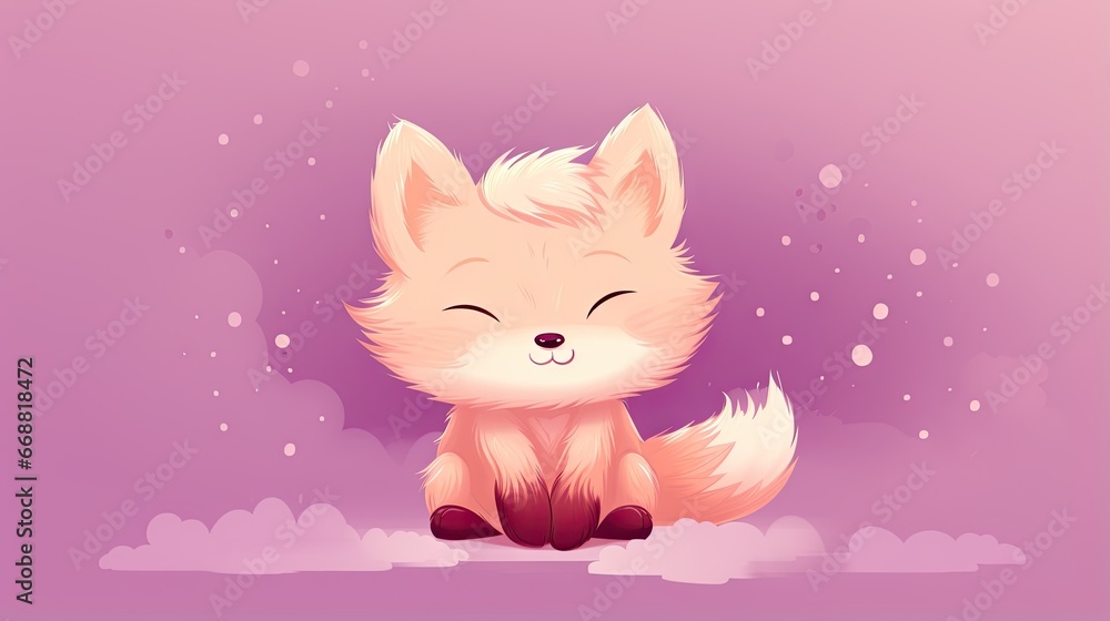 a small white fox sitting on top of a cloud filled sky. generative ai a small white fox sitting on top of a cloud filled sky. generative ai