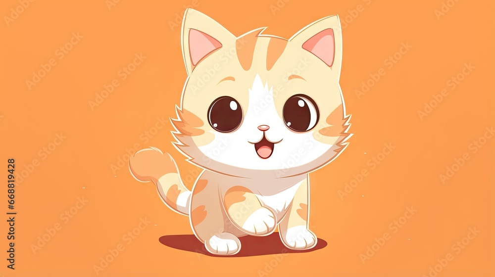 a cute little kitten sitting on top of an orange background. generative ai a cute little kitten sitting on top of an orange background. generative ai