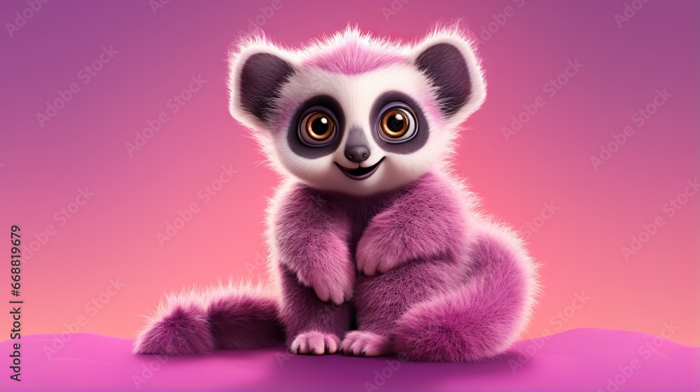 a cute little panda bear sitting on a pink surface with a pink background. generative ai a cute little panda bear sitting on a pink surface with a pink background. generative ai