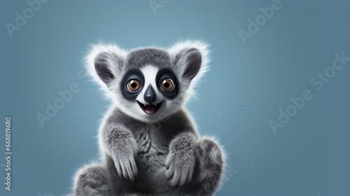  a cute little lemur sitting on top of a rock.  generative ai