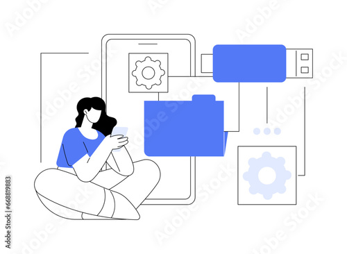 USB OTG flash drive isolated cartoon vector illustrations.