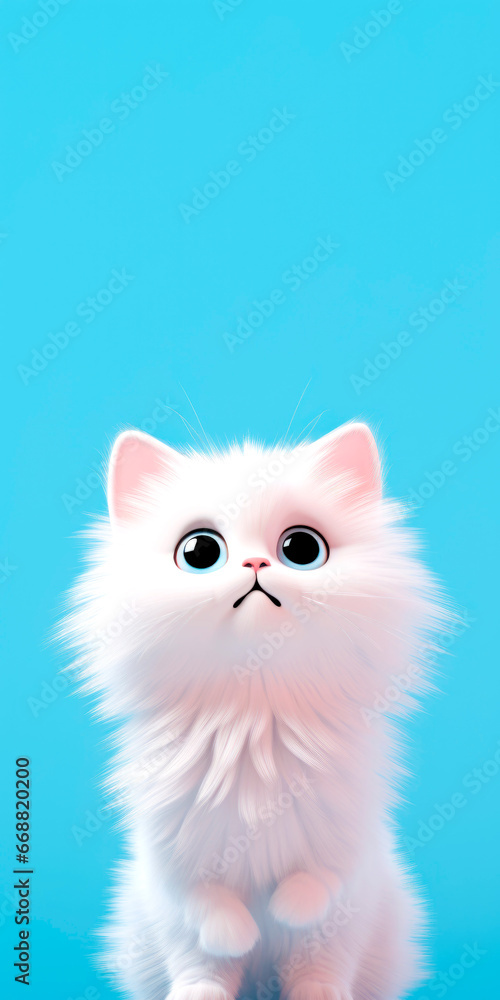 Funny cute kitten on a colored background. AI Generated