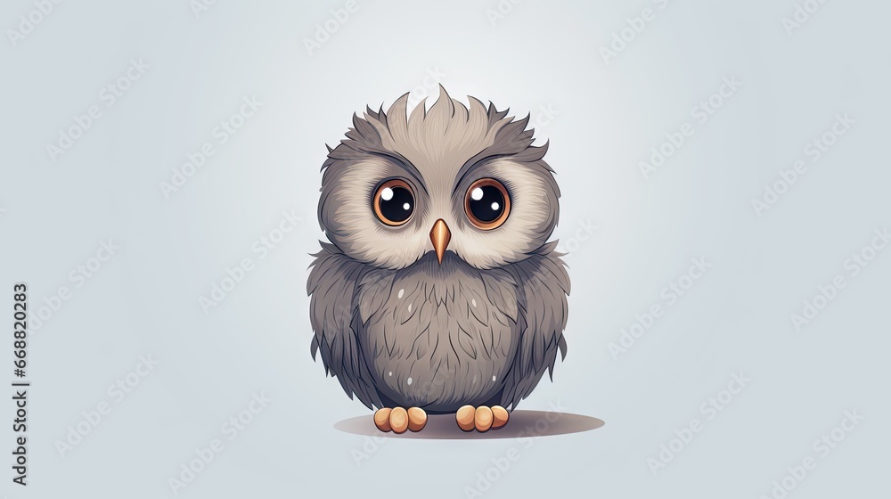 an owl with big eyes sitting on the ground with a blue background. generative ai an owl with big eyes sitting on the ground with a blue background. generative ai