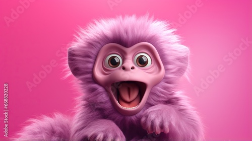  a pink monkey with its mouth open and its tongue out.  generative ai