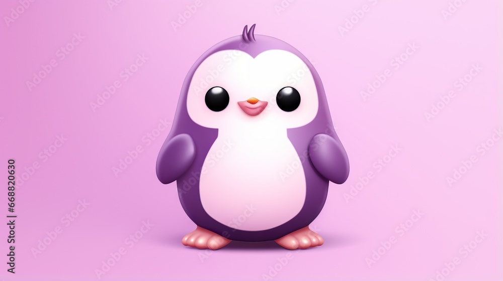 a purple and white penguin with big eyes on a pink background. generative ai a purple and white penguin with big eyes on a pink background. generative ai