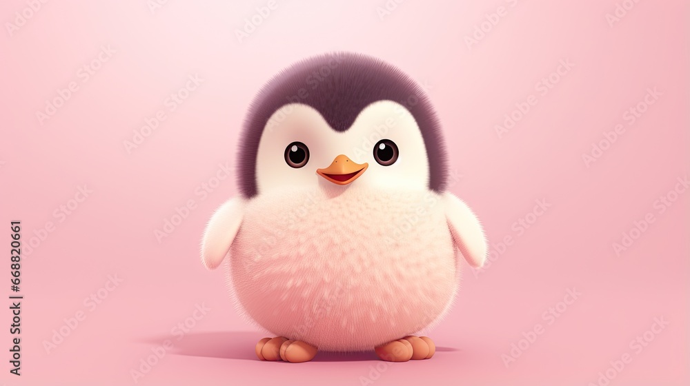 a little penguin with a pink background and a pink background. generative ai a little penguin with a pink background and a pink background. generative ai