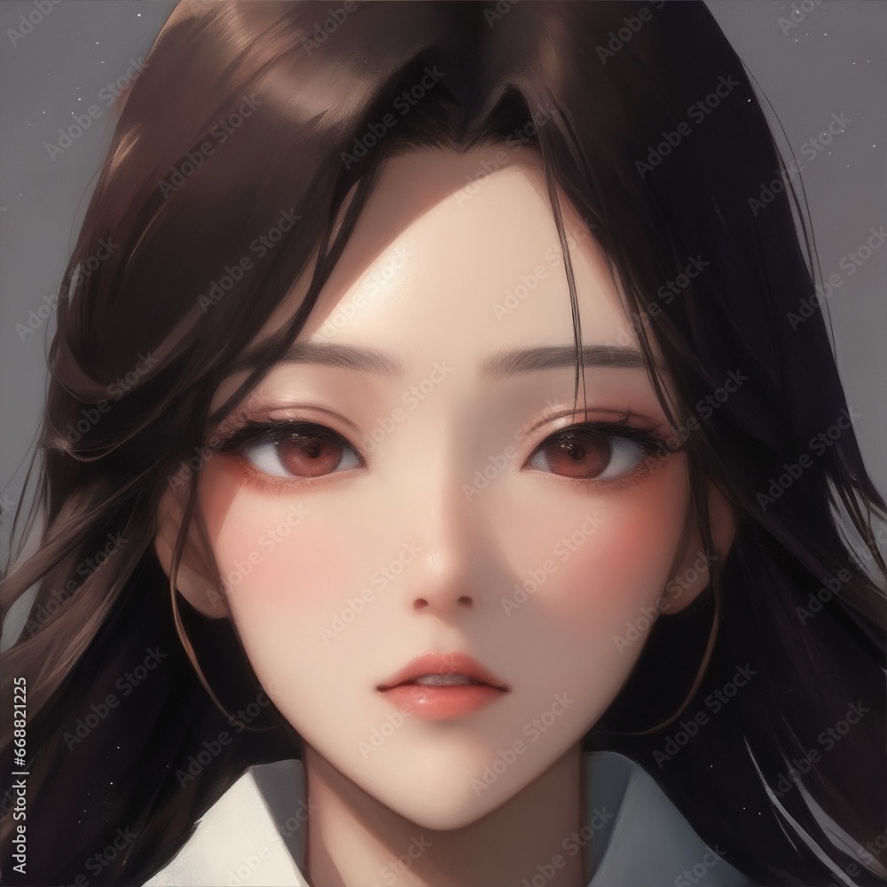 Illustration of a beautiful Asian woman's face for a profile photo Illustration of a beautiful Asian woman's face for a profile photo