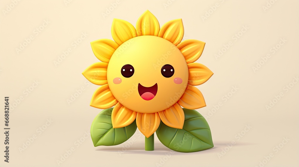 a yellow sunflower with a green leaf sticking out of it. generative ai a yellow sunflower with a green leaf sticking out of it. generative ai