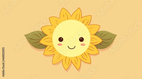  a yellow sunflower with a green leaf on top of it. generative ai